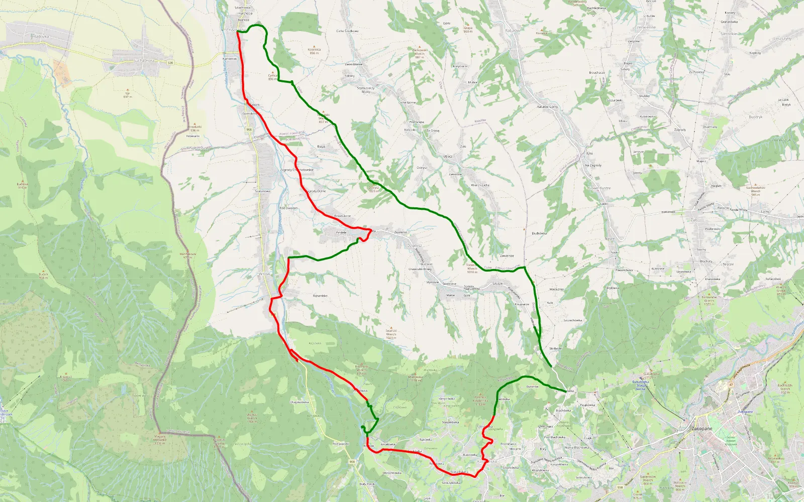 Map of Jeep WK2 TrailHawk. Trochę błota, trochę kamien. - 29.2 km offroad trail, Tatra County