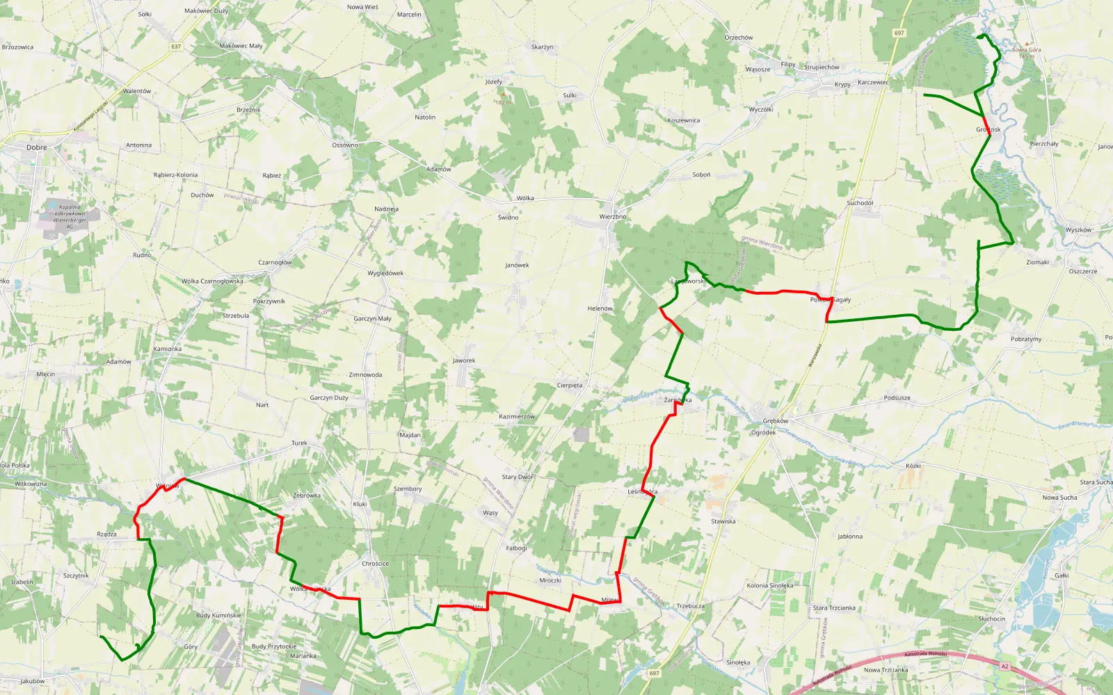 Map of Szczytnik - Krypy Liwiec - 44.7 km offroad trail, Węgrów County
