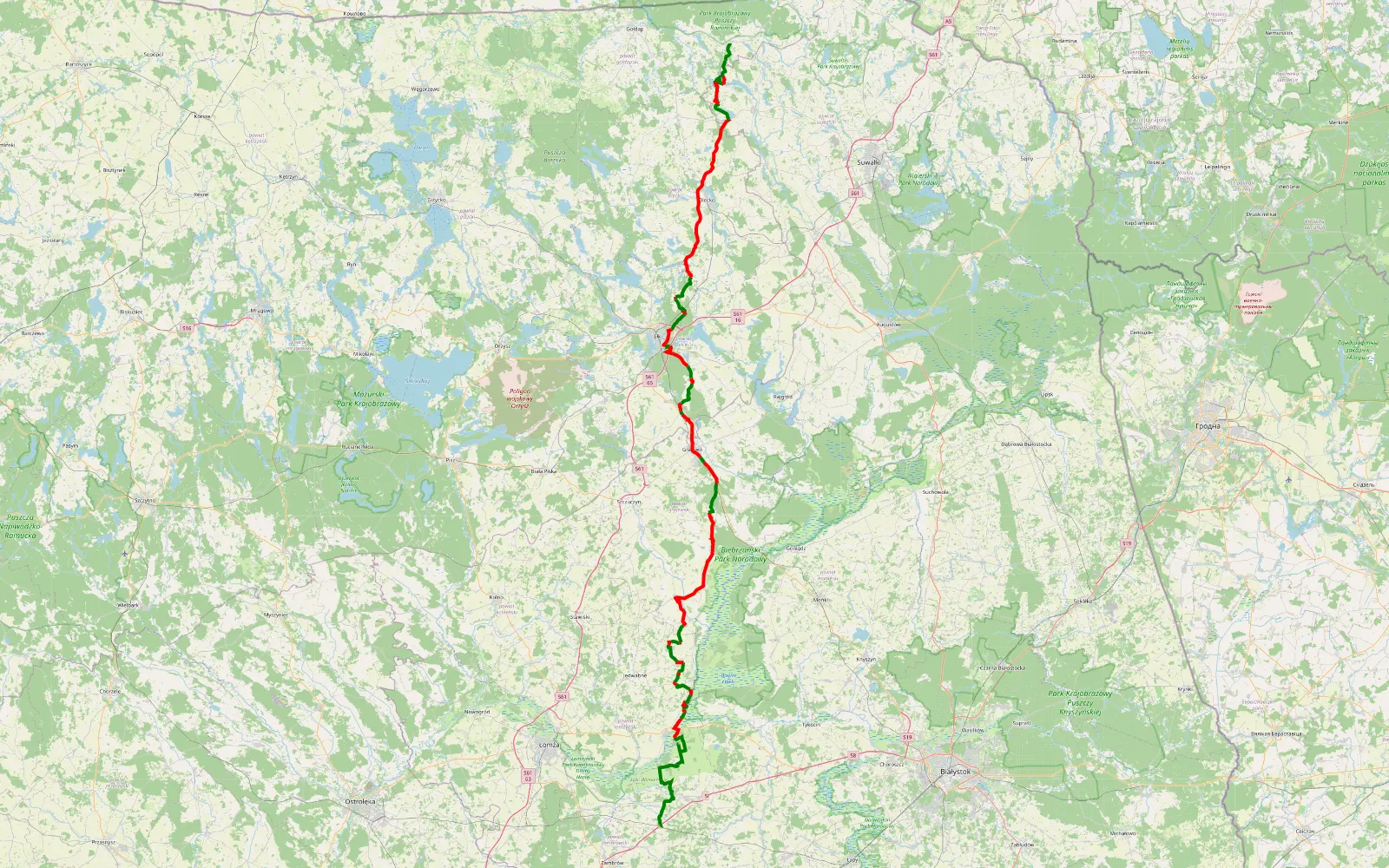 Map of Rutki-kosaki - Dubieninki - na azymut - 186.4 km offroad trail, Grajewo County