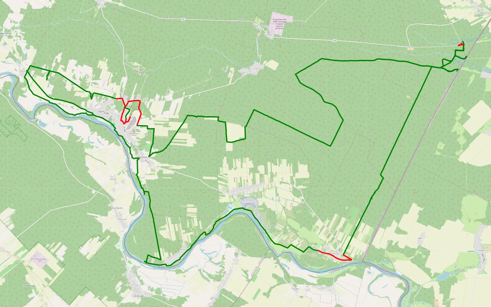 Map of Mielnik - Osłowo - 58.5 km offroad trail, Siemiatycze County