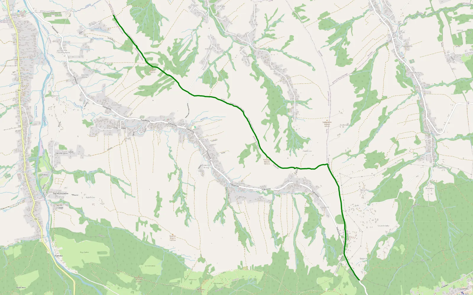 Map of Near Zakopane: Słodyczki - Dzianisz - 4.8 km offroad trail, Nowy Targ County