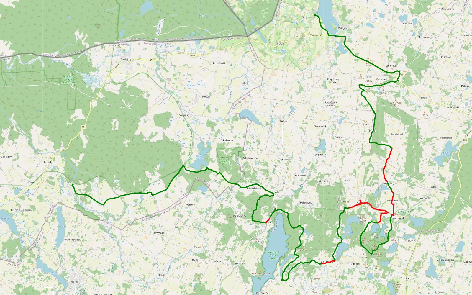 Map of Ściana Wsch. 2020 cz.1 - 44 km offroad trail, Suwałki County