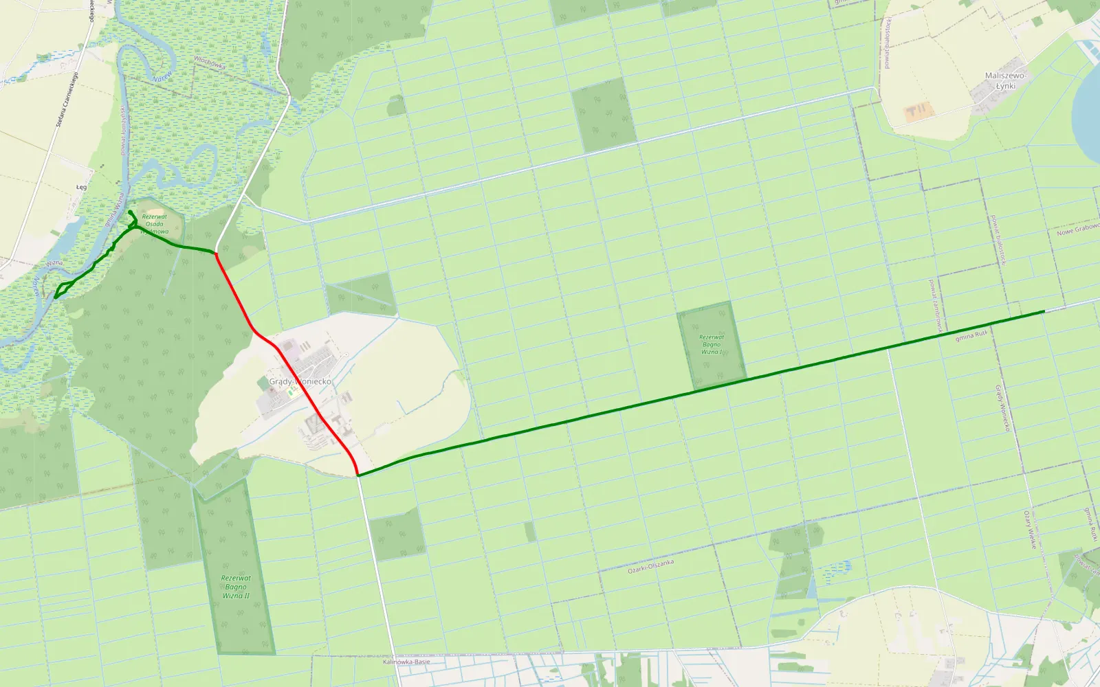 Mapa trasy Wizna - 13 km trasy offroad, Powiat Zambrowski