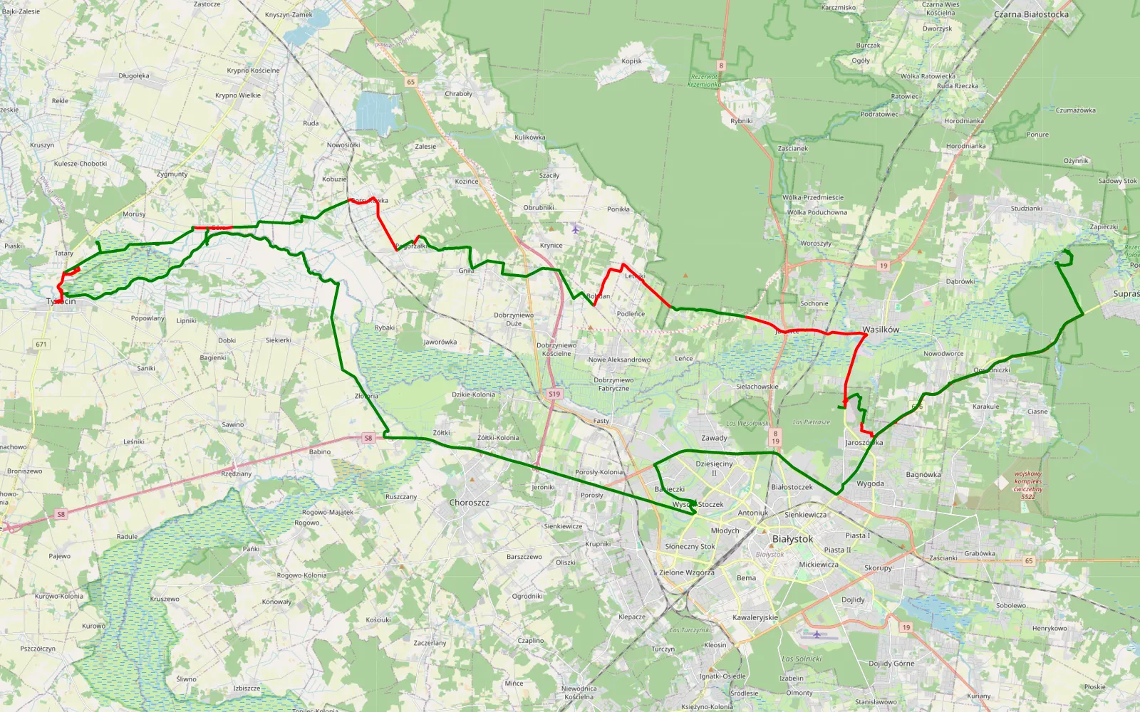 Mapa trasy Niedzielne zweiedzanie - 79.1 km trasy offroad, Powiat Białostocki