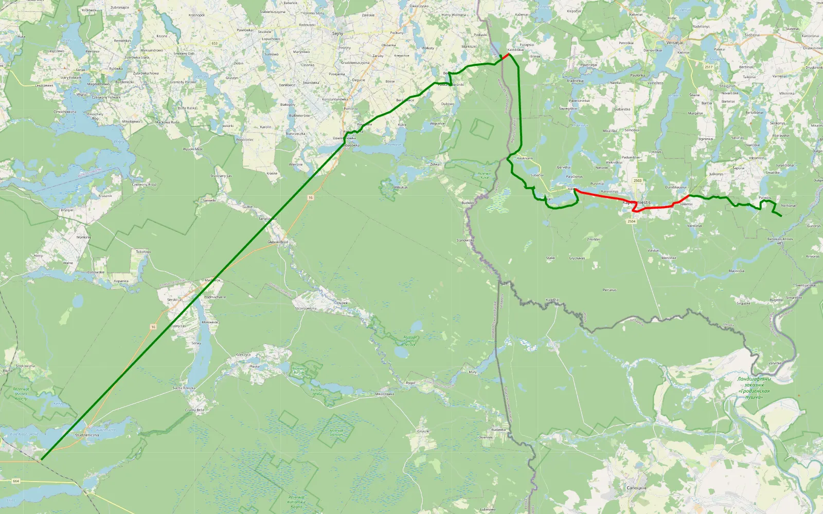 Mapa trasy PL-LT - 37.8 km trasy offroad, Lazdijų rajono savivaldybė