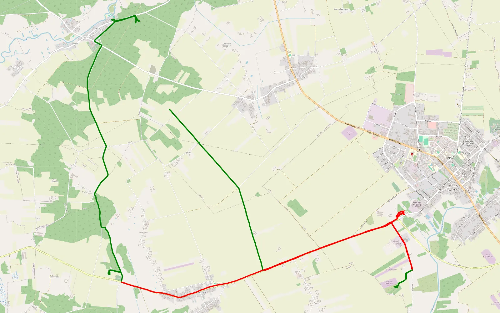 Mapa trasy Kolno - 20.3 km trasy offroad, Powiat Kolneński