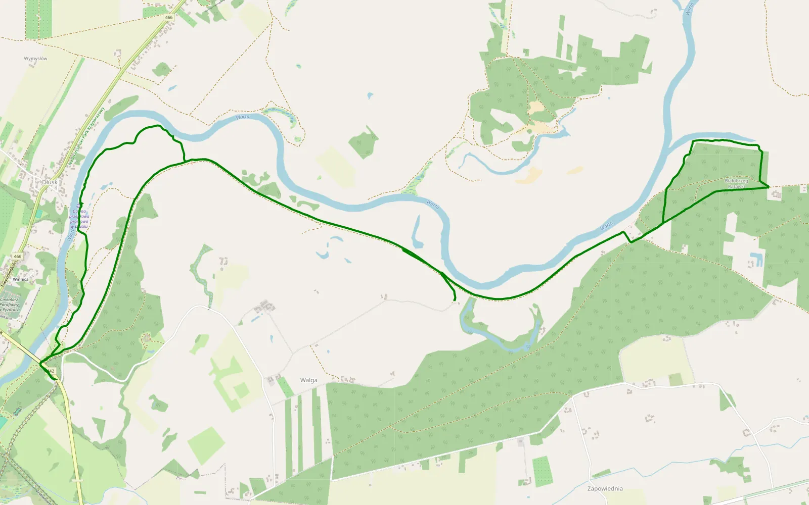 Map of Pyzdry - 14.9 km offroad trail, Września County