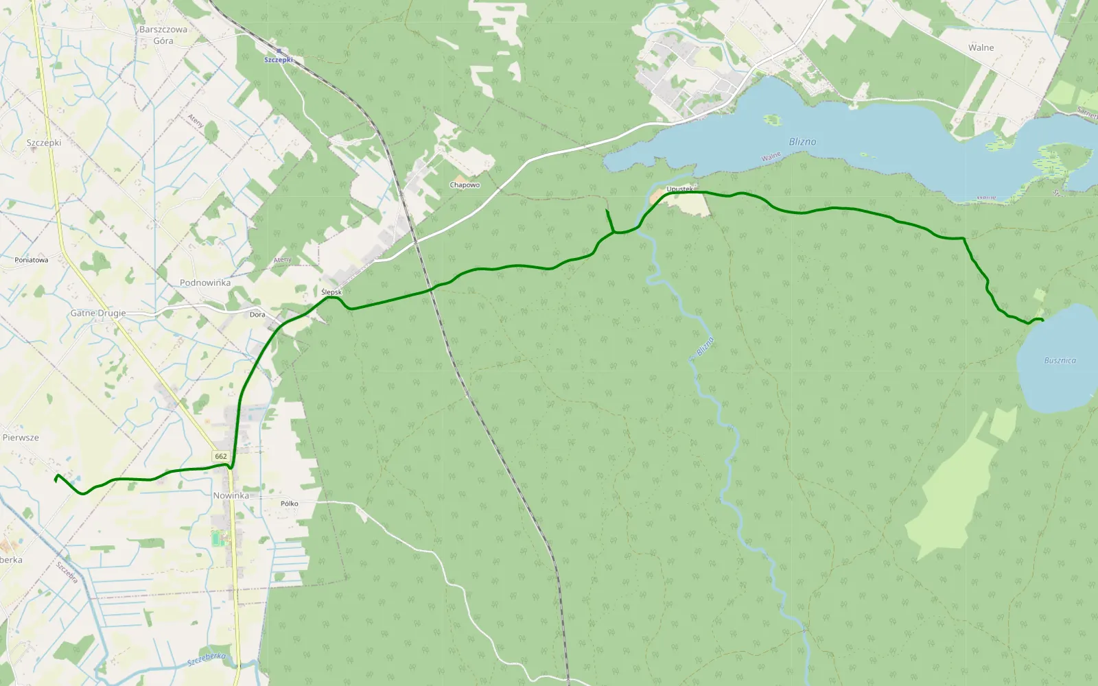 Mapa trasy Danowskie - Szczeberka - 7.1 km trasy offroad, Powiat Augustowski