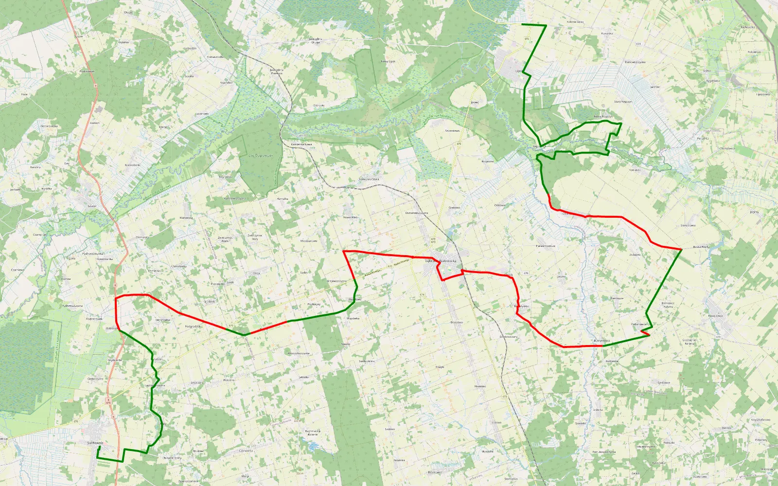 Mapa trasy Suchowola - Skieblewo - 57.5 km trasy offroad, Powiat Sokólski