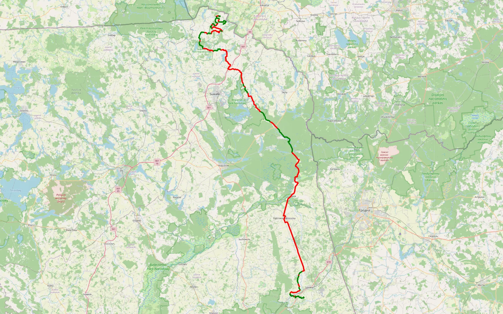Map of Adrenalinka z Mieciem - 193 km offroad trail, Suwałki County