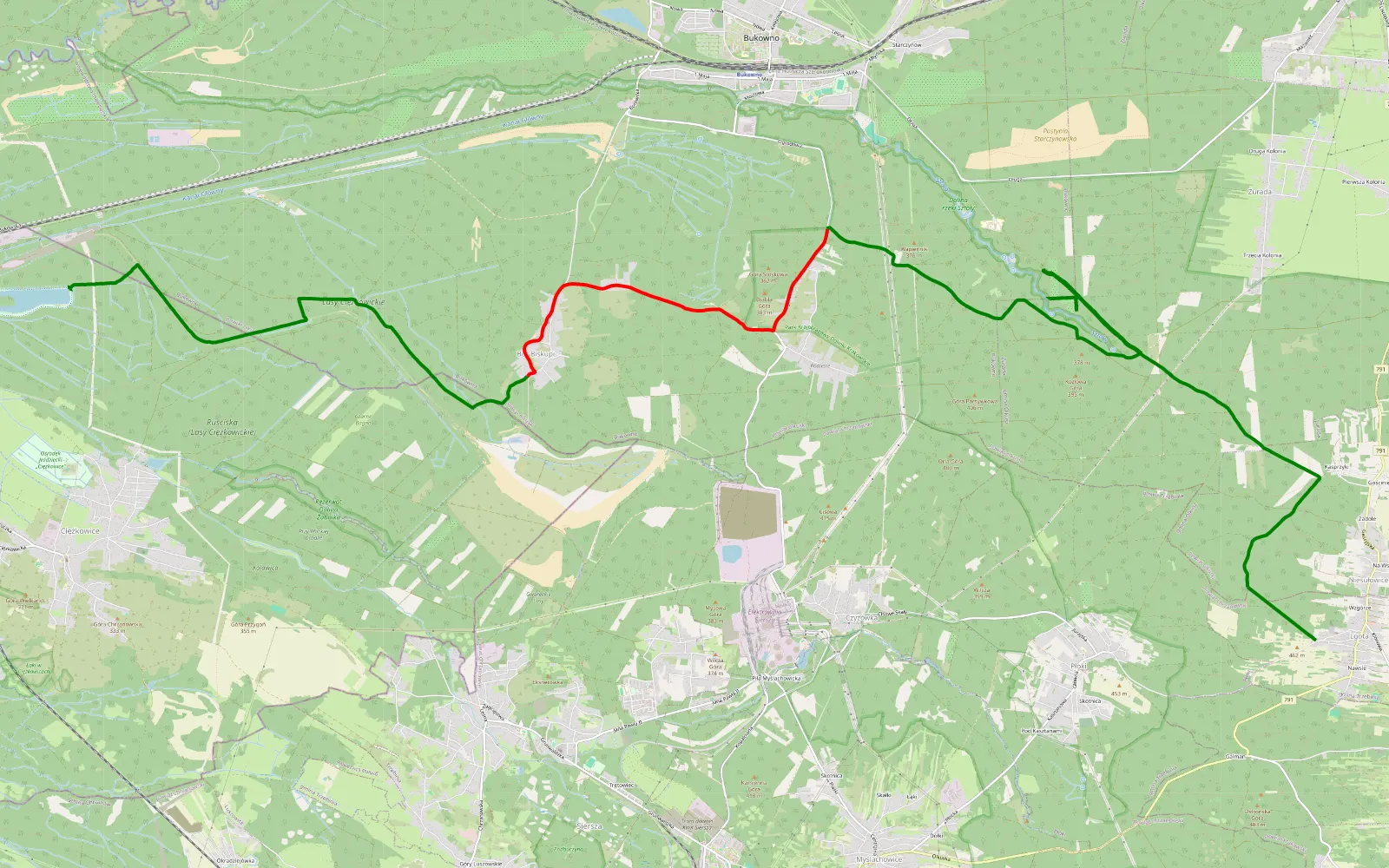Map of Lgota - Sosina - 24 km offroad trail, Olkusz County