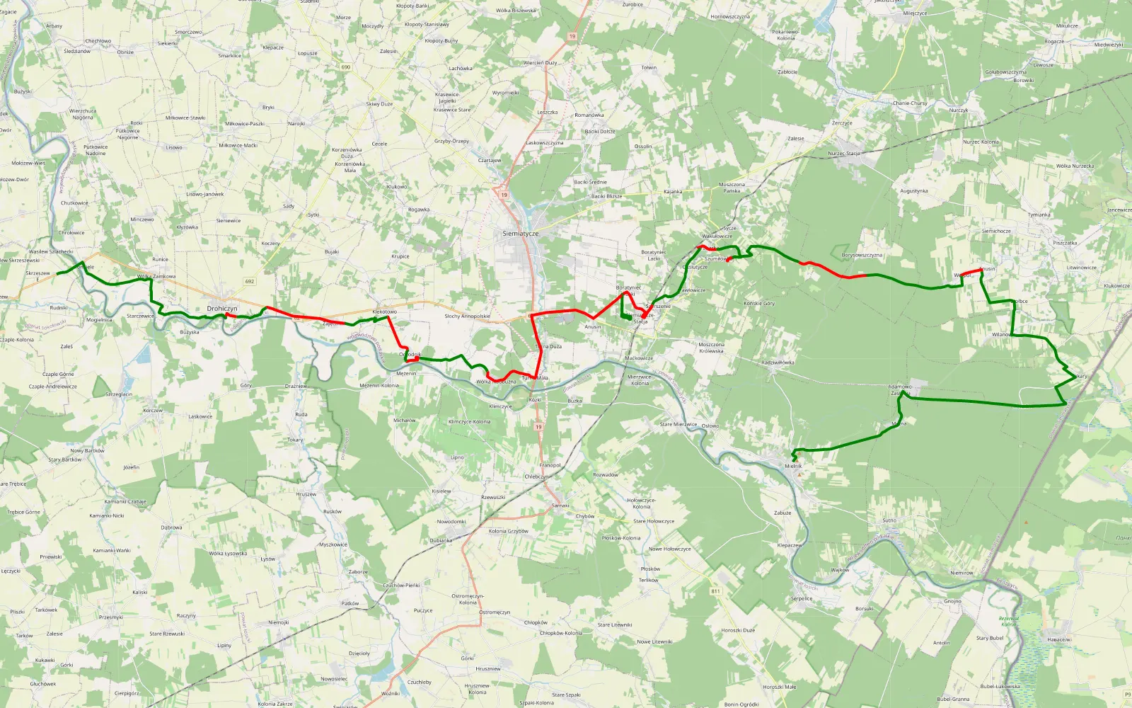 Map of Polska B II - 64.8 km offroad trail, Siemiatycze County