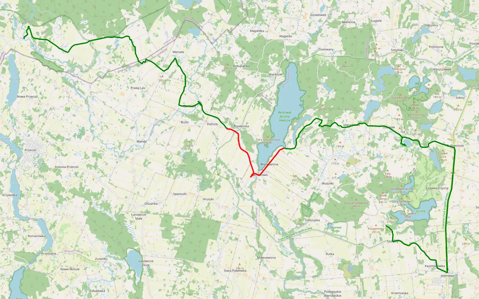 Map of Wschod - 18.9 km offroad trail, Suwałki County