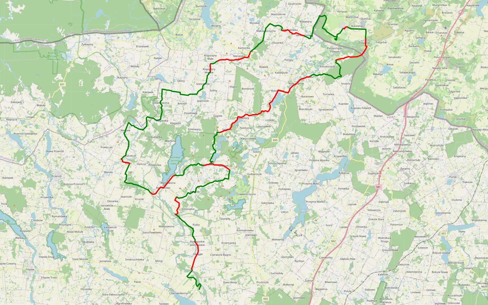 Mapa trasy Suwałki - 91.6 km trasy offroad, Powiat Suwalski