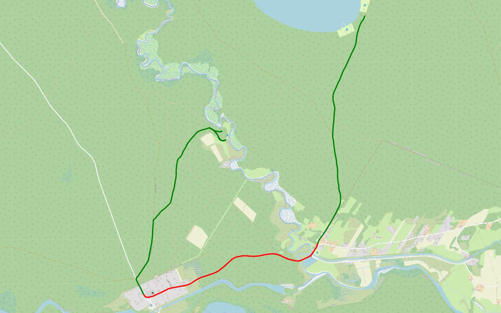 Mapa trasy Milaszóka - Rygol - 5.6 km trasy offroad, Powiat Augustowski