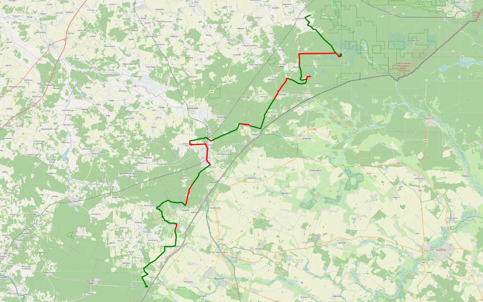 Map of Drfty - 65.5 km offroad trail, Hajnówka County