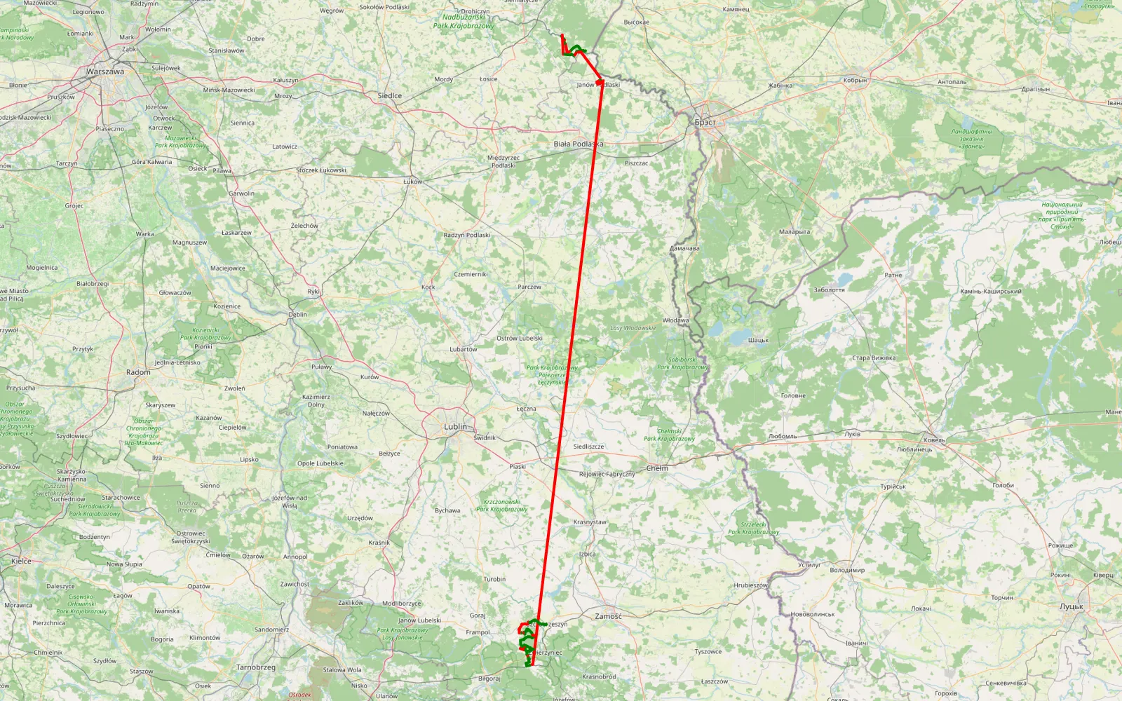 Map of Q - 275.8 km offroad trail, Biała Podlaska County