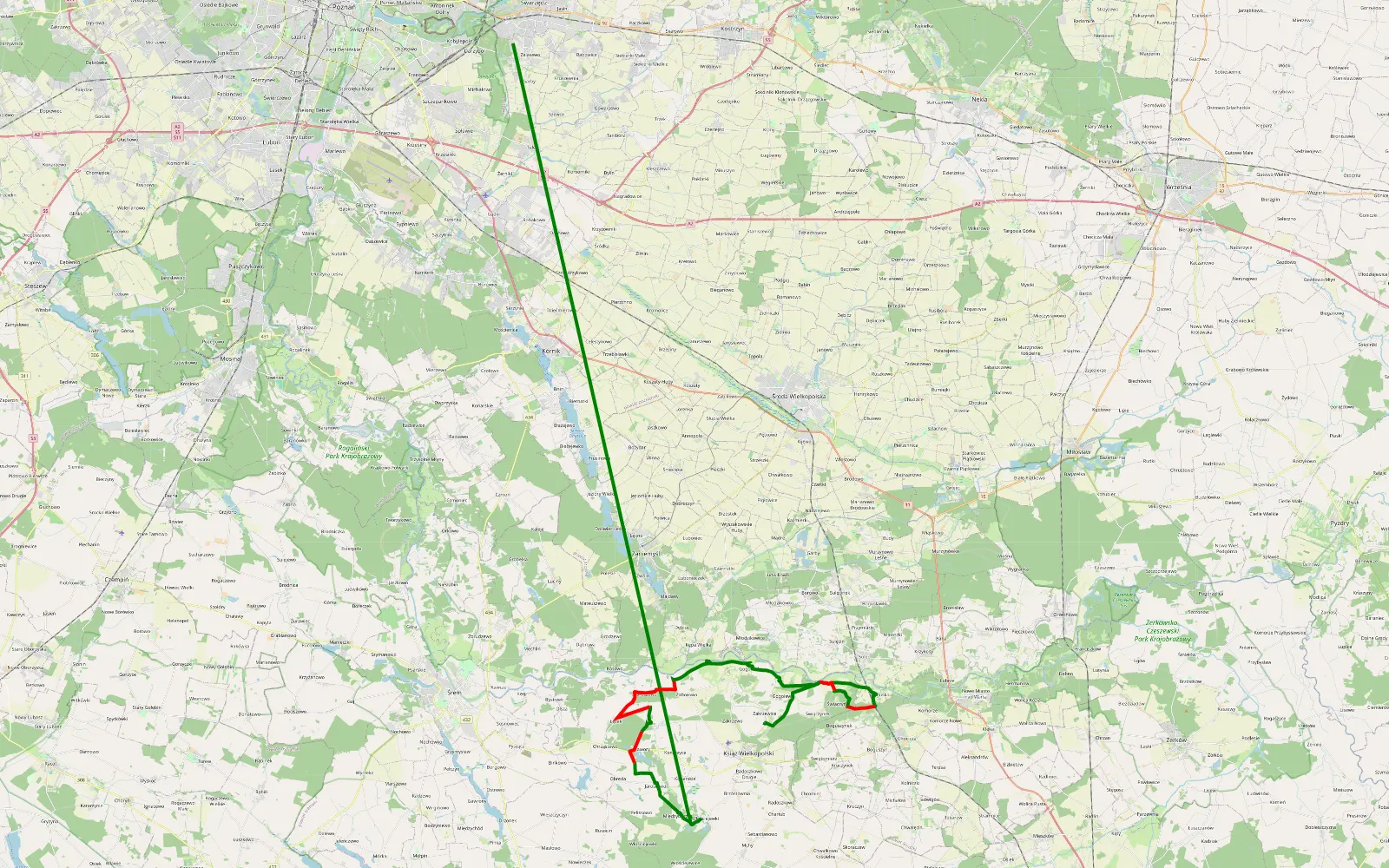 Map of Off road dla rodziny - 35.8 km offroad trail, Śrem County