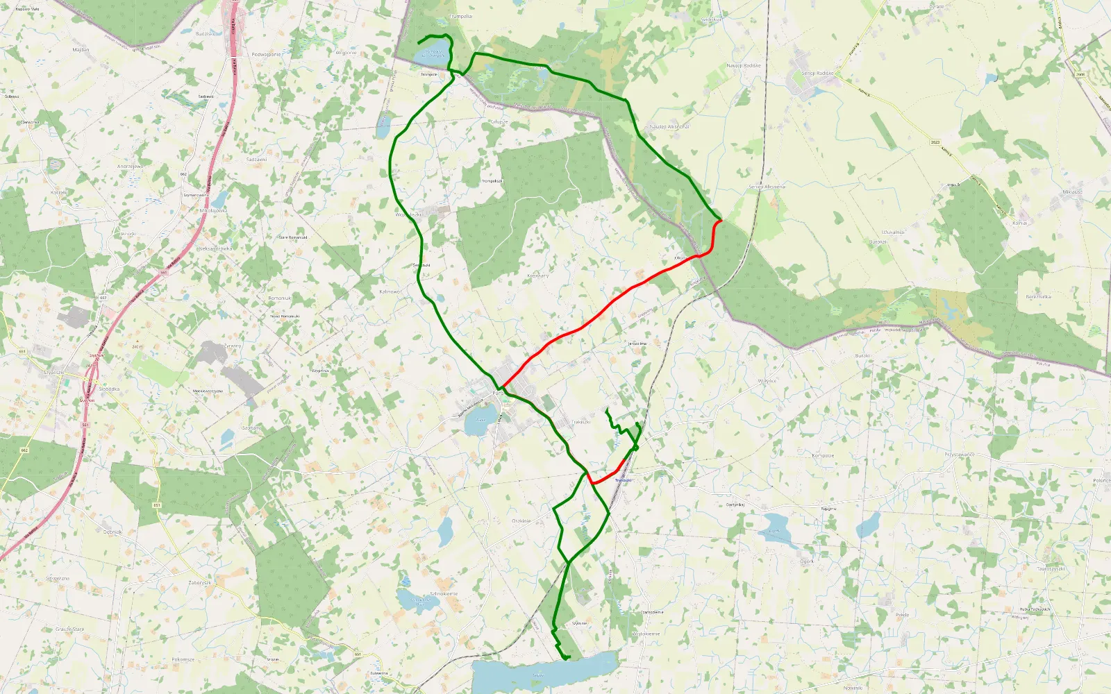 Mapa trasy MORG by night 2025 - 17.6 km trasy offroad, Kalvarijos savivaldybė