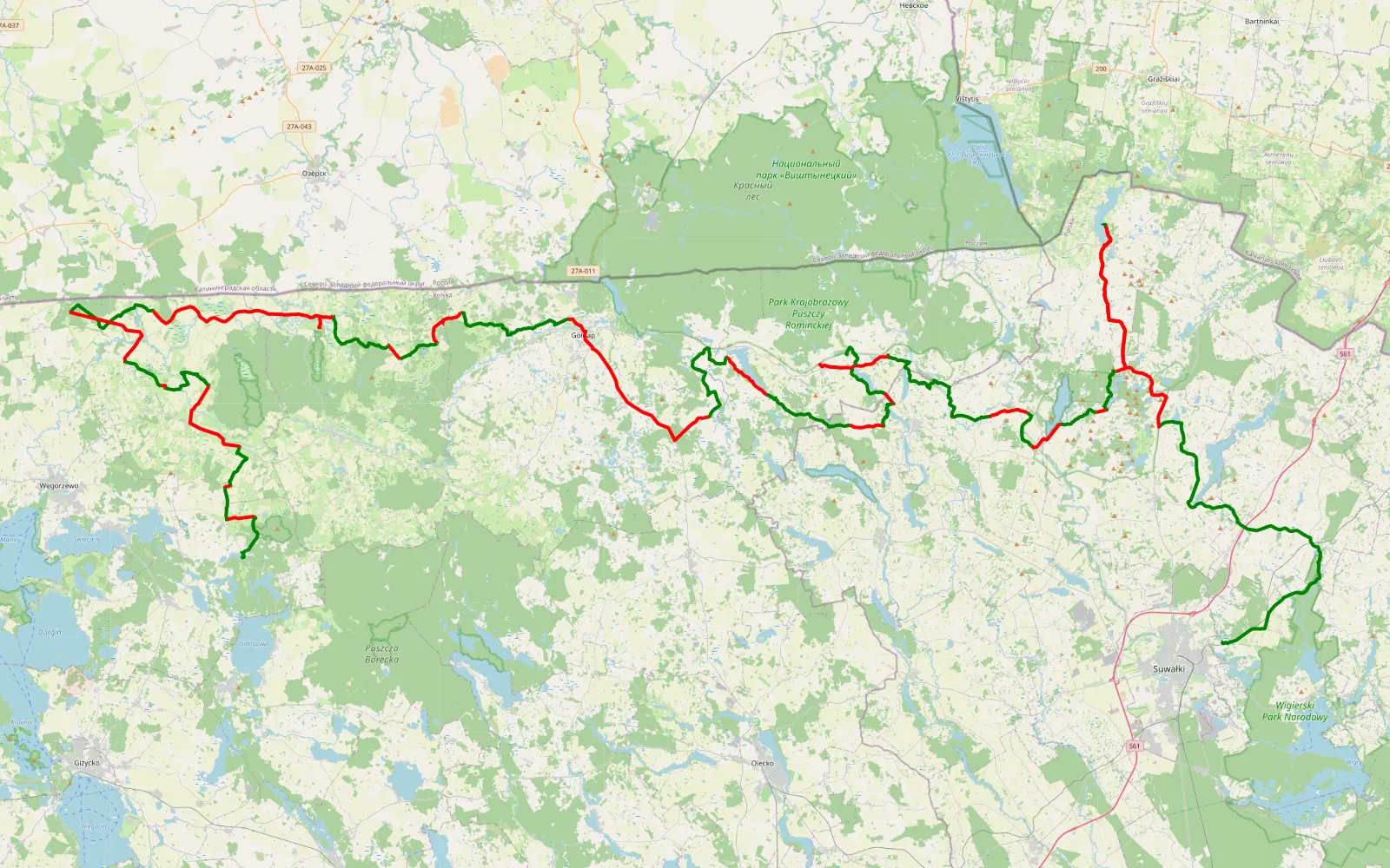 Map of A - 202 km offroad trail, Gołdap County