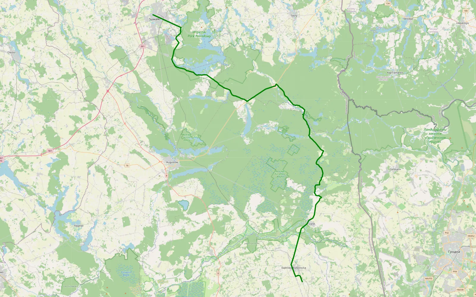 Mapa trasy Suwałki - 12.9 km trasy offroad, Powiat Sejneński