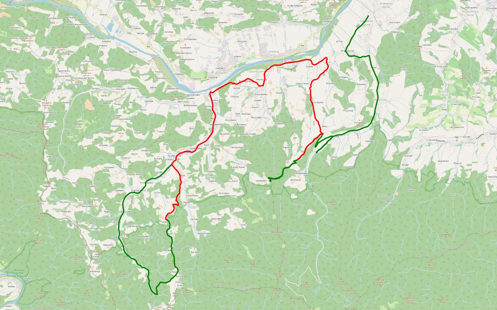 Map of Rekonesans Gaboń - Obidza - 19.6 km offroad trail, Nowy Sącz County