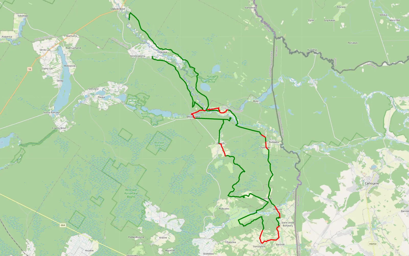 Mapa trasy Augustów 2 - 78.9 km trasy offroad, Powiat Augustowski