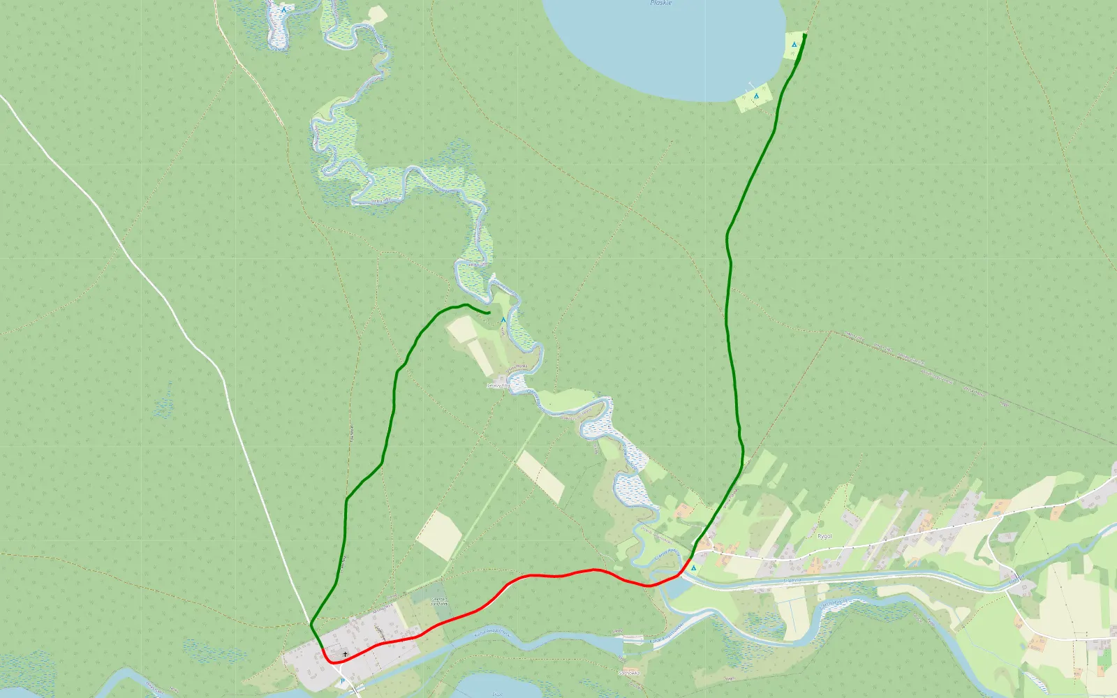 Mapa trasy Rygol - Milaszóka - 5.5 km trasy offroad, Powiat Augustowski