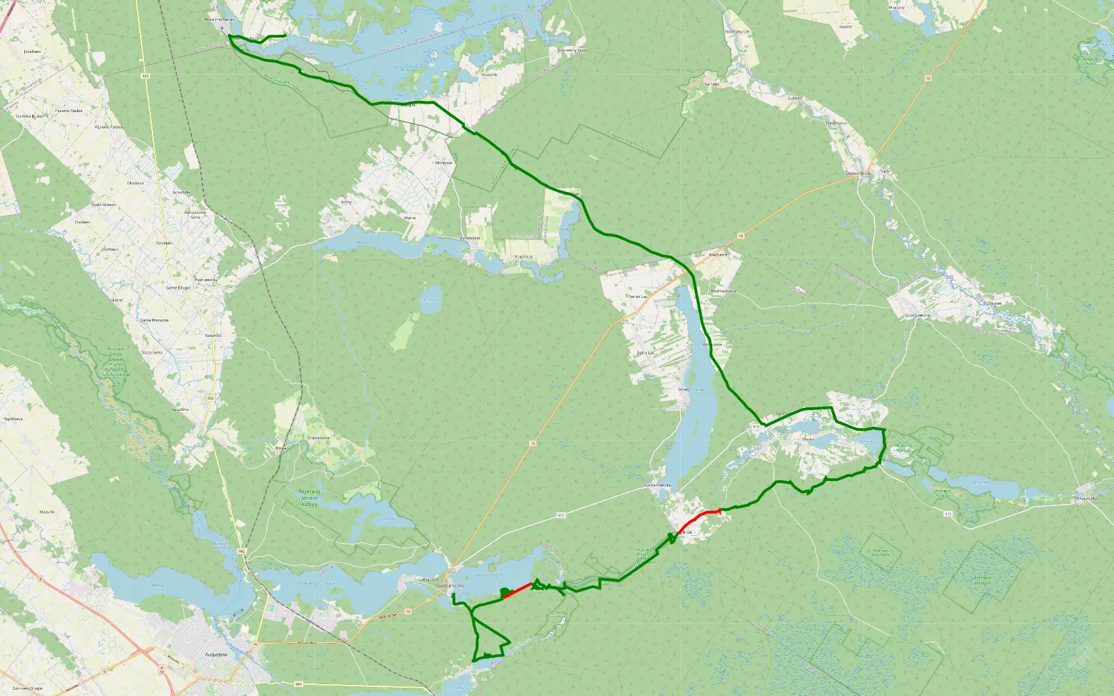 Mapa trasy Mazury - 28.4 km trasy offroad, Powiat Augustowski