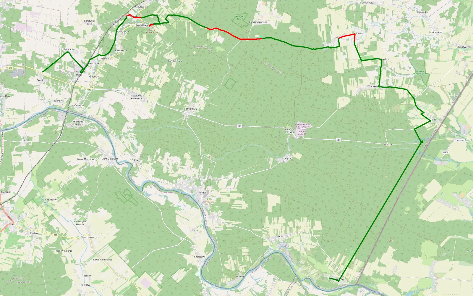 Mapa trasy Ghjj - 24.8 km trasy offroad, Powiat Siemiatycki
