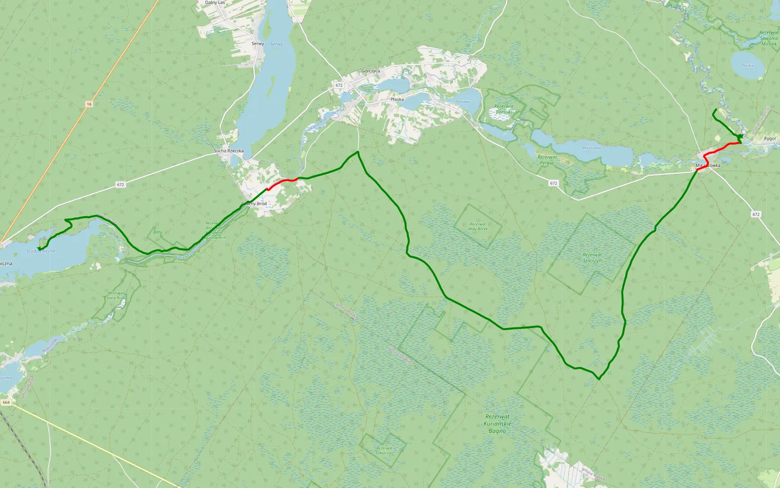 Map of Jałowy Róg - Świniucha - 33 km offroad trail, Augustów County