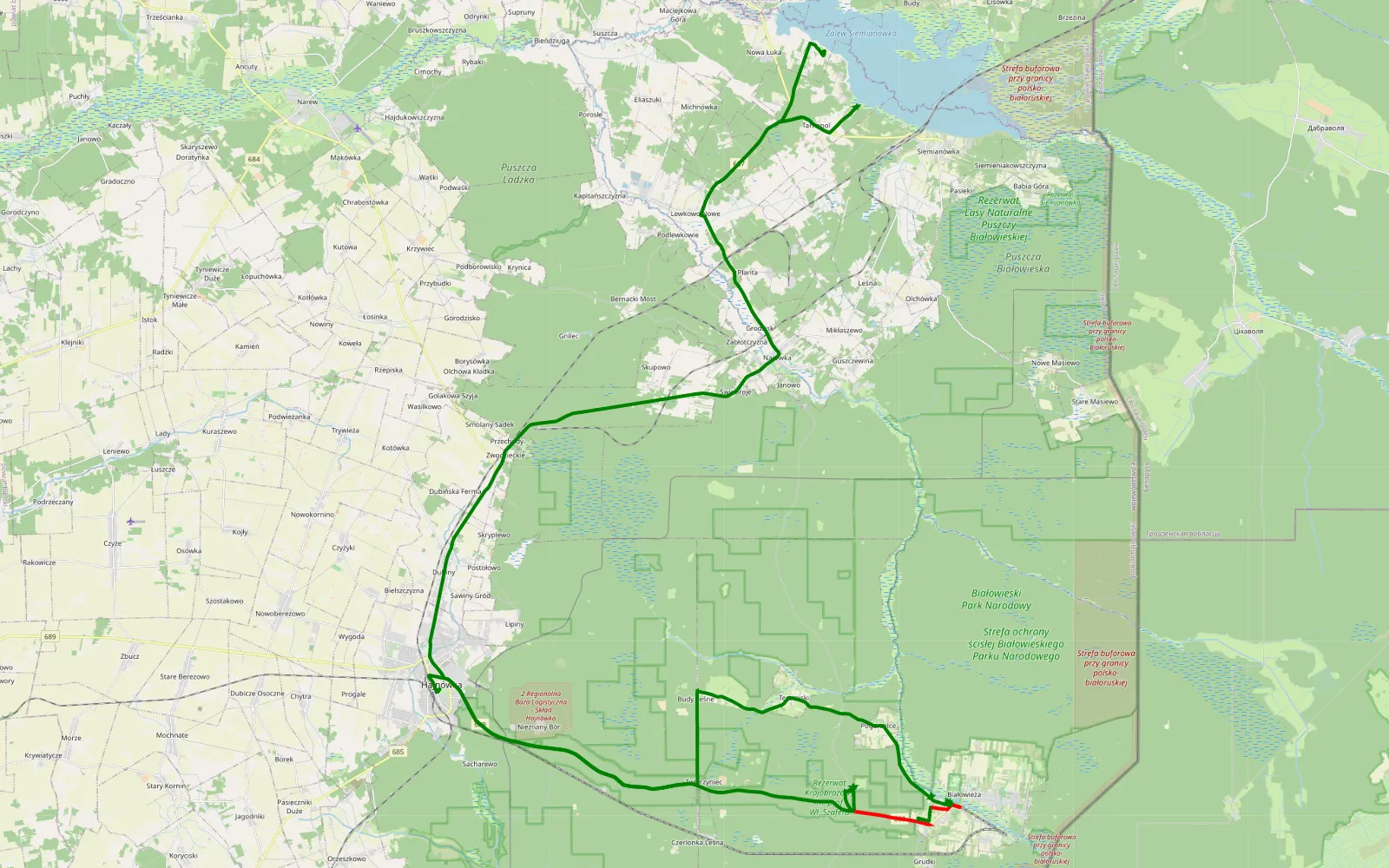 Map of POLAND EAST - POLSKA WSCHÓD - 8 - 7.6 km offroad trail, Hajnówka County