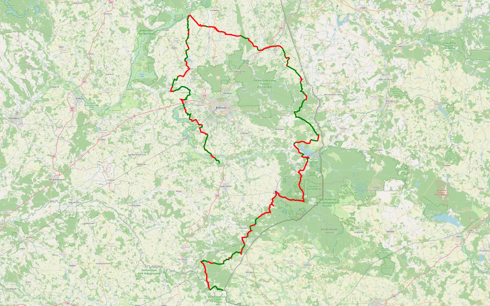 Map of PLAN Podlasie dzień 2 i 3 - 429.5 km offroad trail, Białystok County