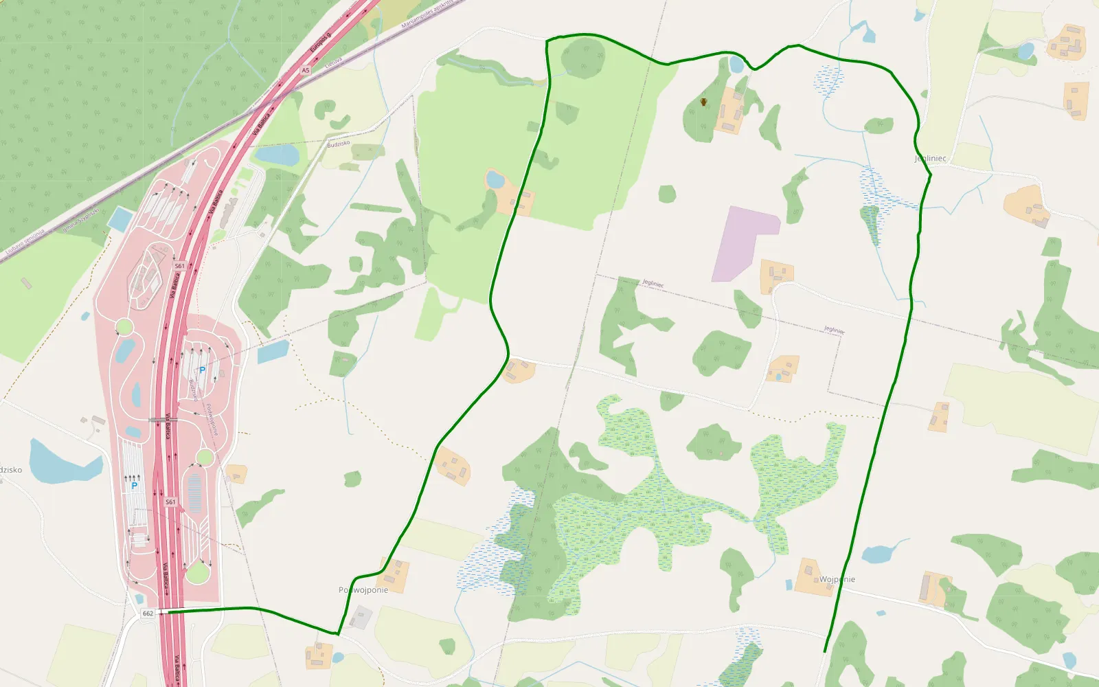 Map of Sadzawki - Wojponie - 4.2 km offroad trail, Suwałki County