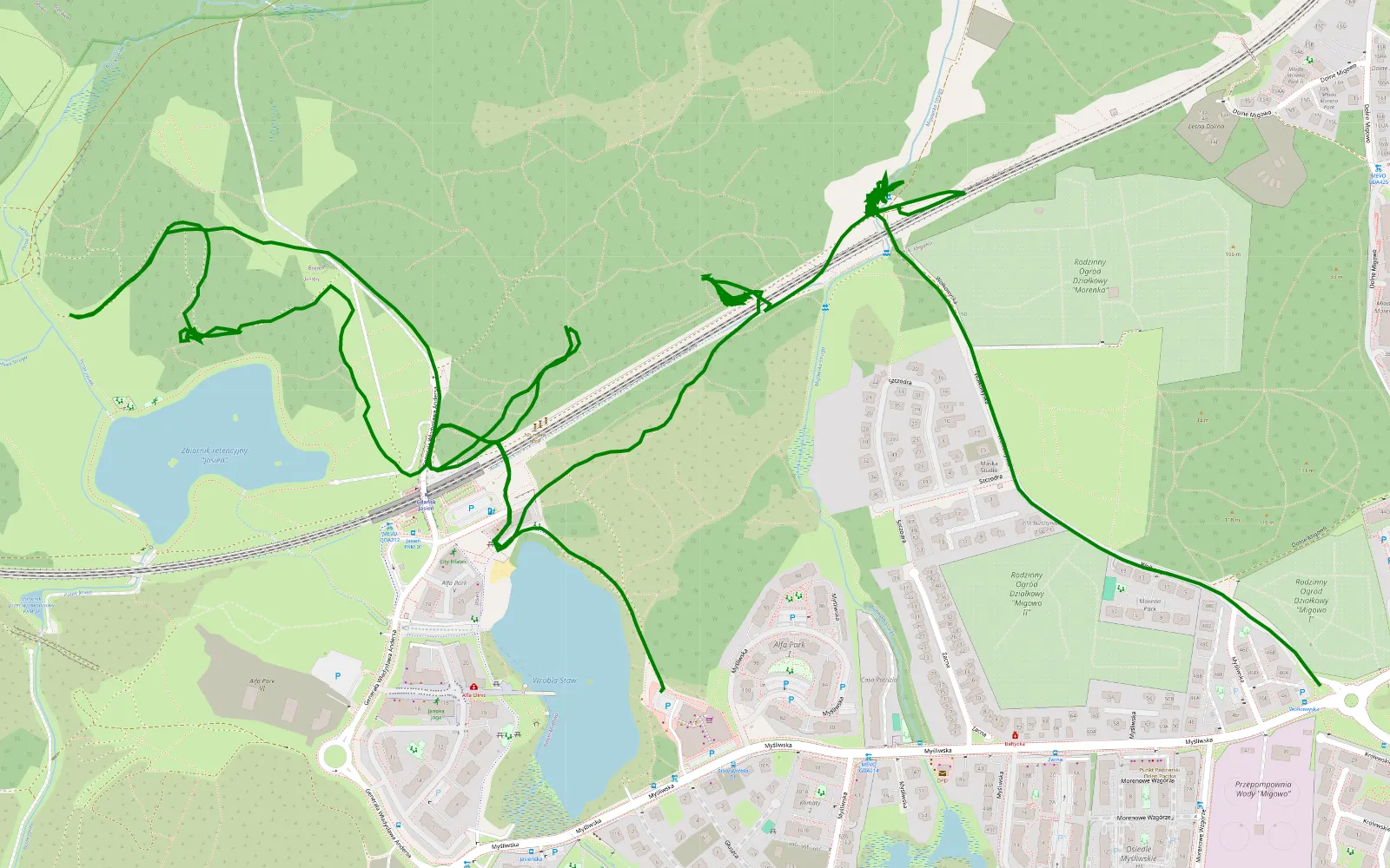 Mapa trasy Jasień - Poligon - NIEAKTUALNE - 6.1 km trasy offroad, Gdańsk