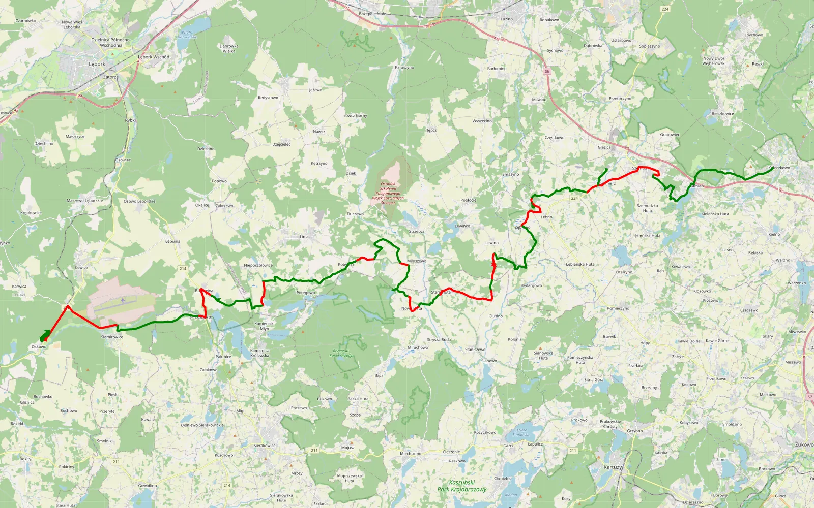 Map of Pomorskie Safari 2020 #4 - 74.2 km offroad trail, Wejherowo County