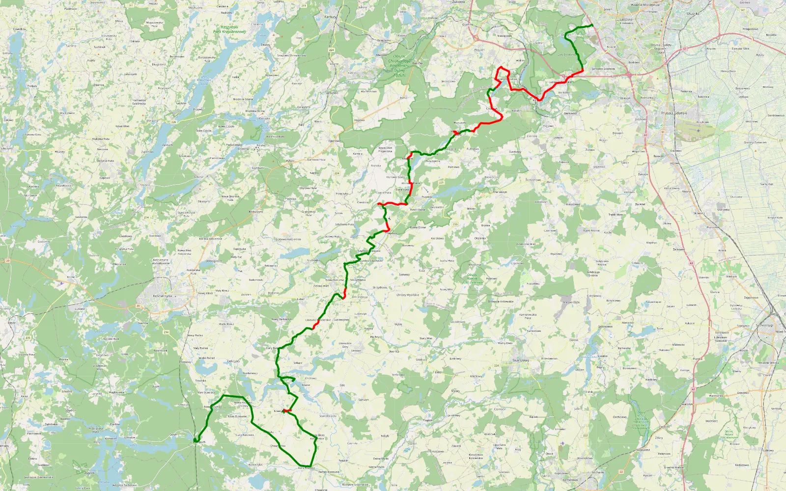 Map of Small trip :p - 71.3 km offroad trail, Gdańsk County