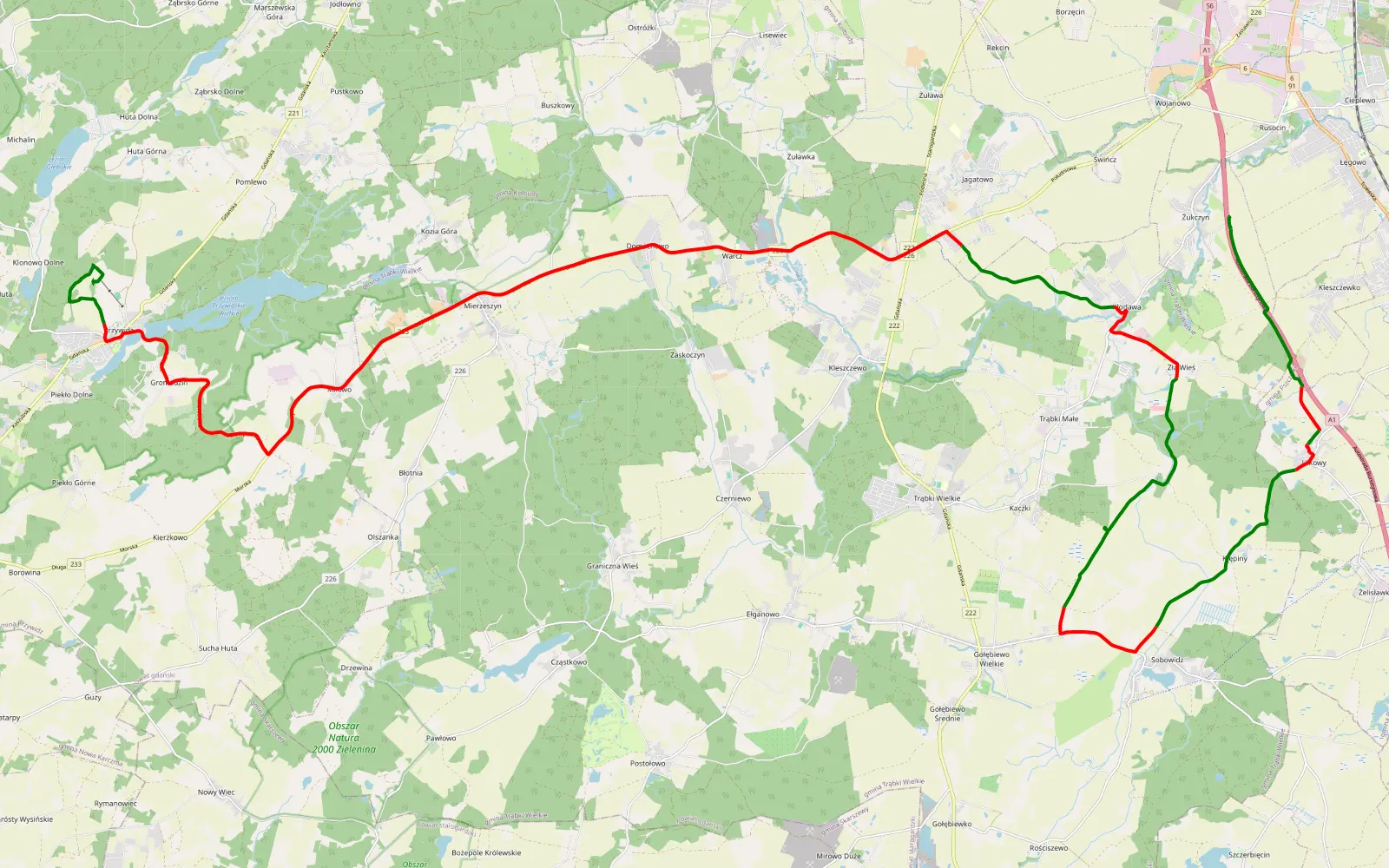 Map of Pomorscy Szwendacze Helloween Pomorska szwędaczka vol4 - 42.5 km offroad trail, Gdańsk County