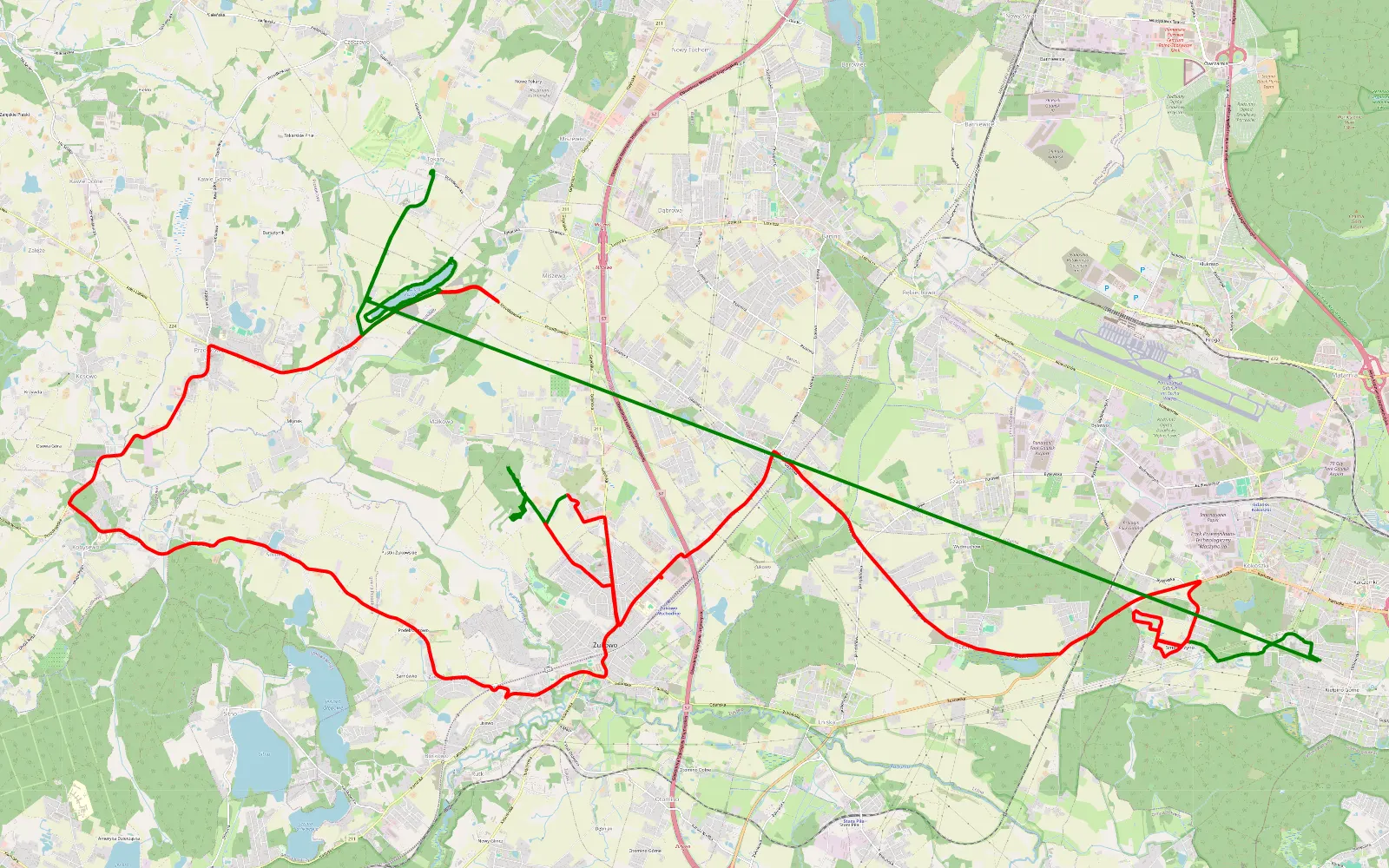 Mapa trasy Kiełpino Górne - Kaszuby - 41.5 km trasy offroad, Powiat Kartuski