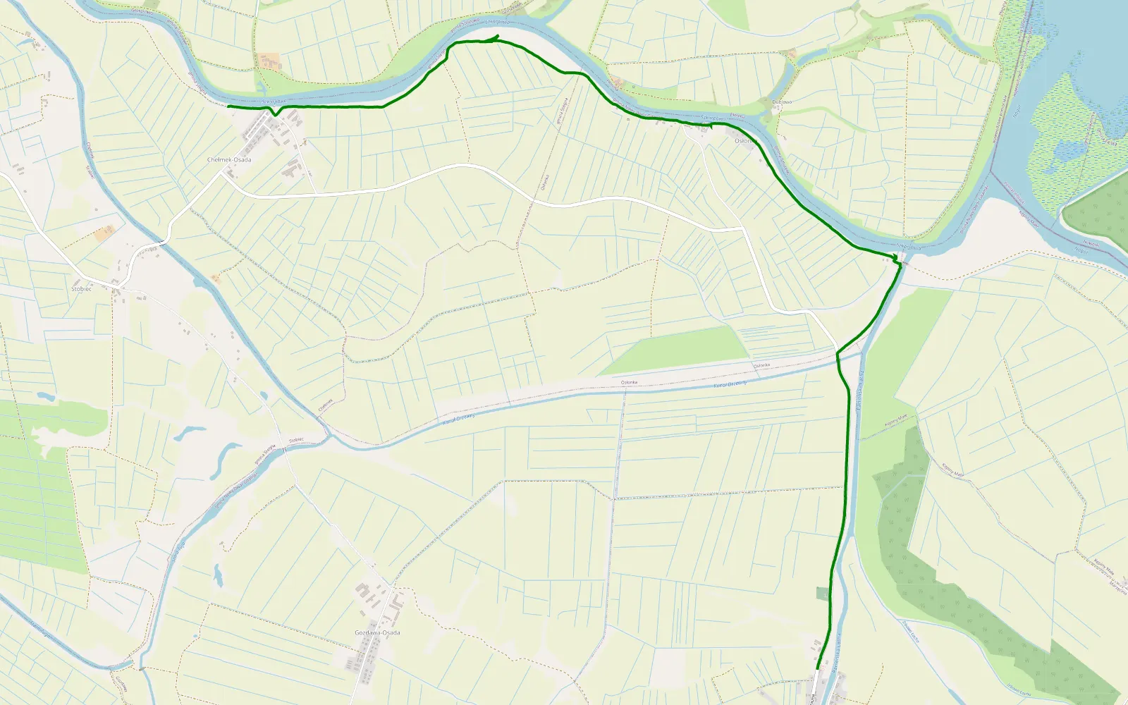 Mapa trasy Chełmek - Marzęcino - 0.3 km trasy offroad, Powiat Nowodworski