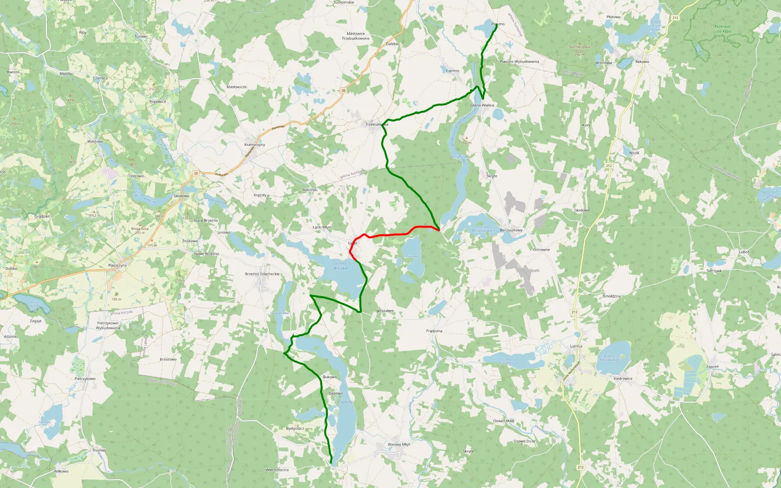 Map of Swornegacie - Bytów cz.2 - 19.1 km offroad trail, Bytów County