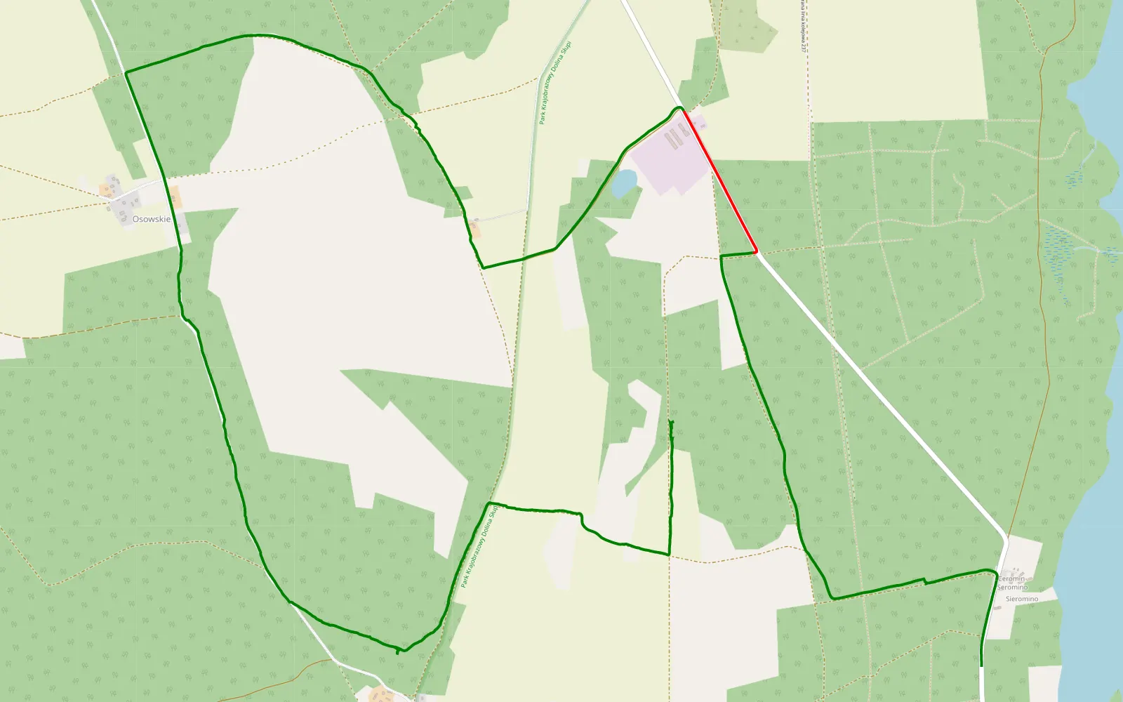 Map of Jasien wildes Polen ;) - 12.3 km offroad trail, Bytów County