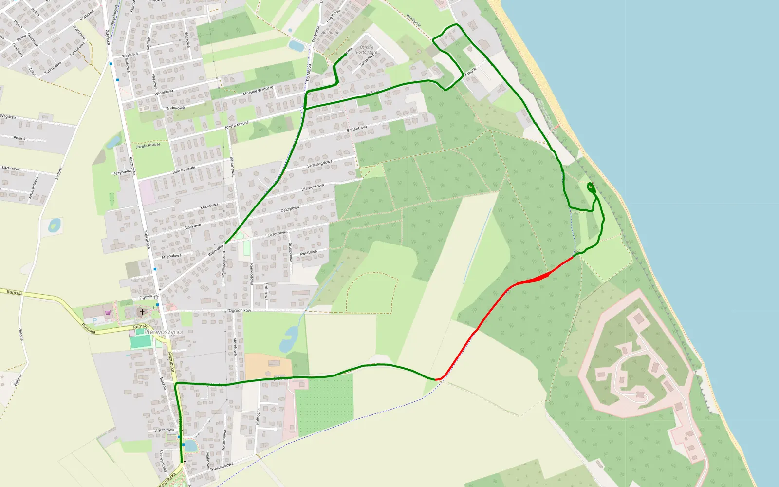 Map of Pierwoszyno -Klif - 3.2 km offroad trail, Puck County