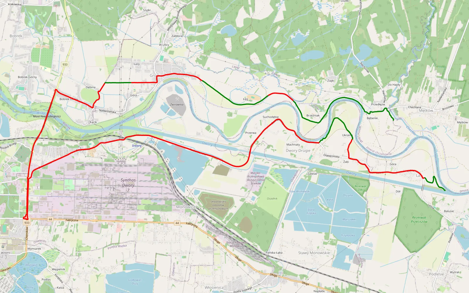Mapa trasy Ziajki - Las - 22.3 km trasy offroad, Powiat Chrzanowski