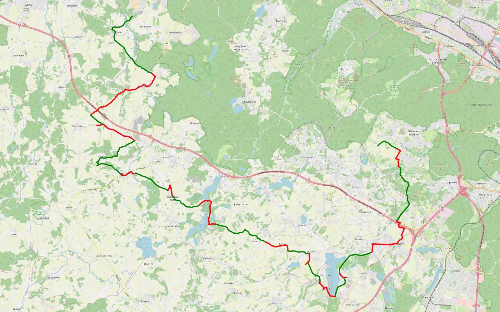 Mapa trasy Asd - 49.4 km trasy offroad, Powiat Wejherowski