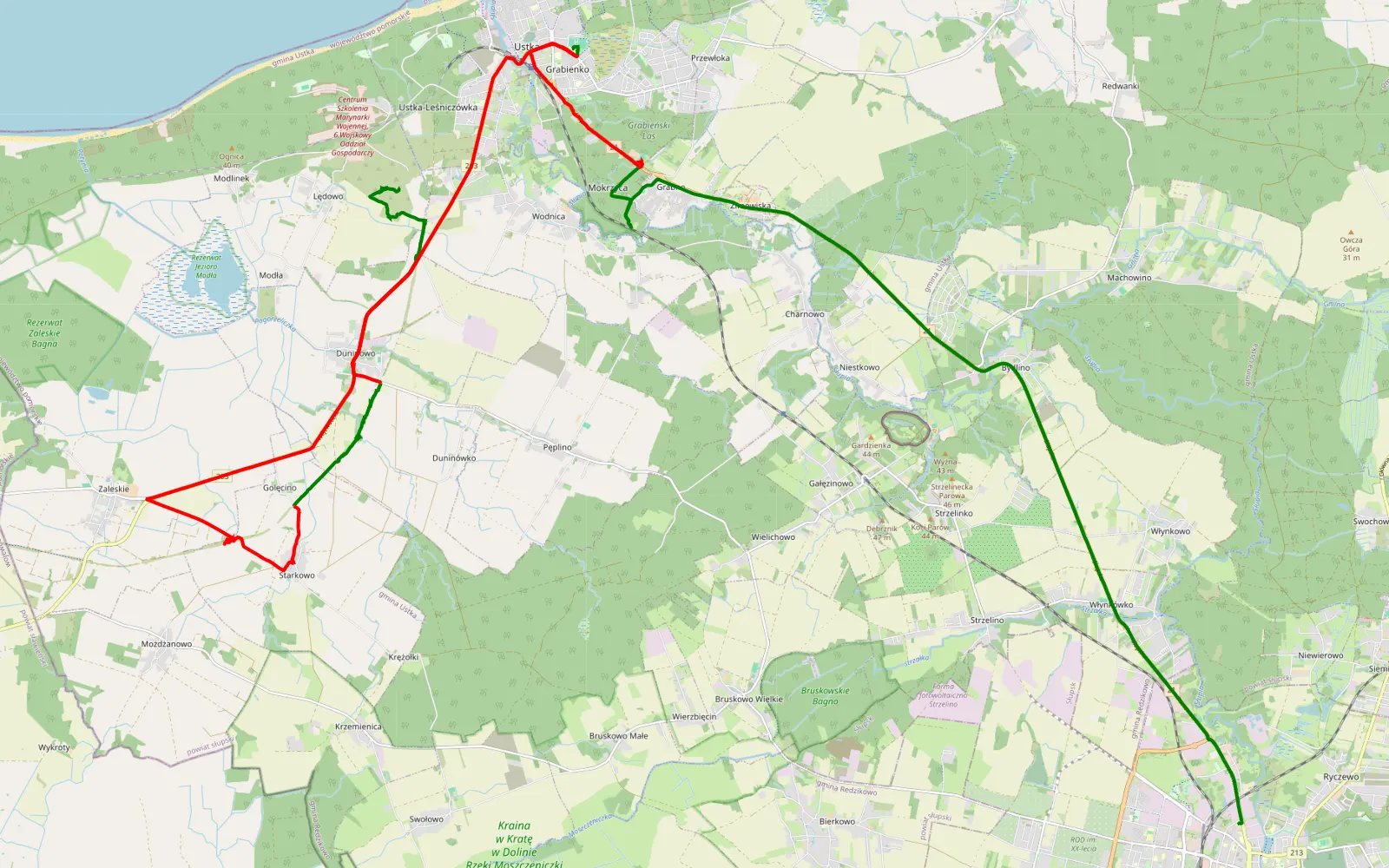 Map of Rajd - 28.7 km offroad trail, Słupsk County