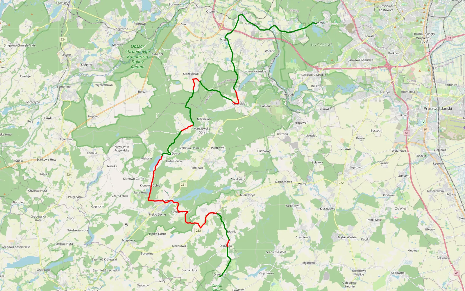 Map of Santa21 - 33.4 km offroad trail, Gdańsk County