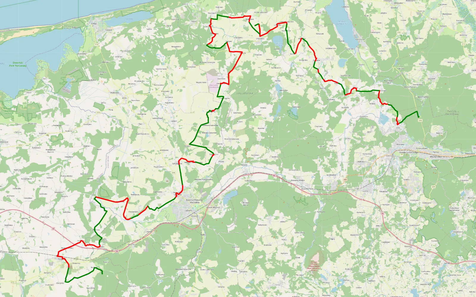 Map of Mucha zima vol2 - 127.9 km offroad trail, Wejherowo County