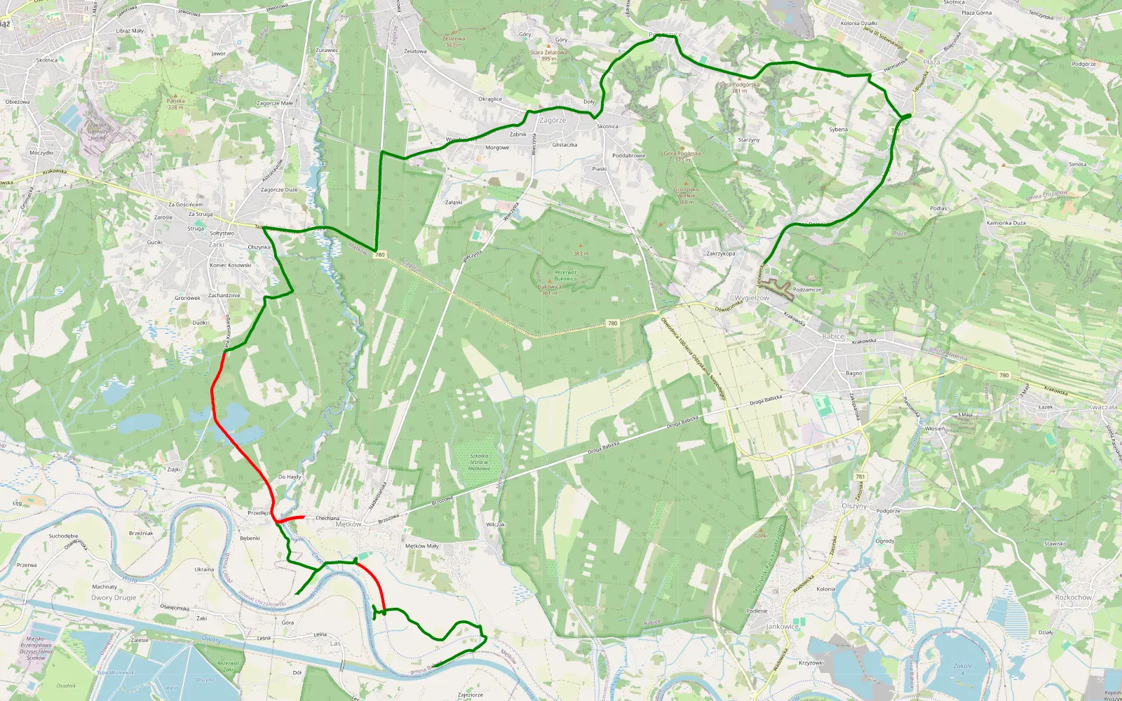 Map of Lipowiec - Las - 10.1 km offroad trail, Chrzanów County