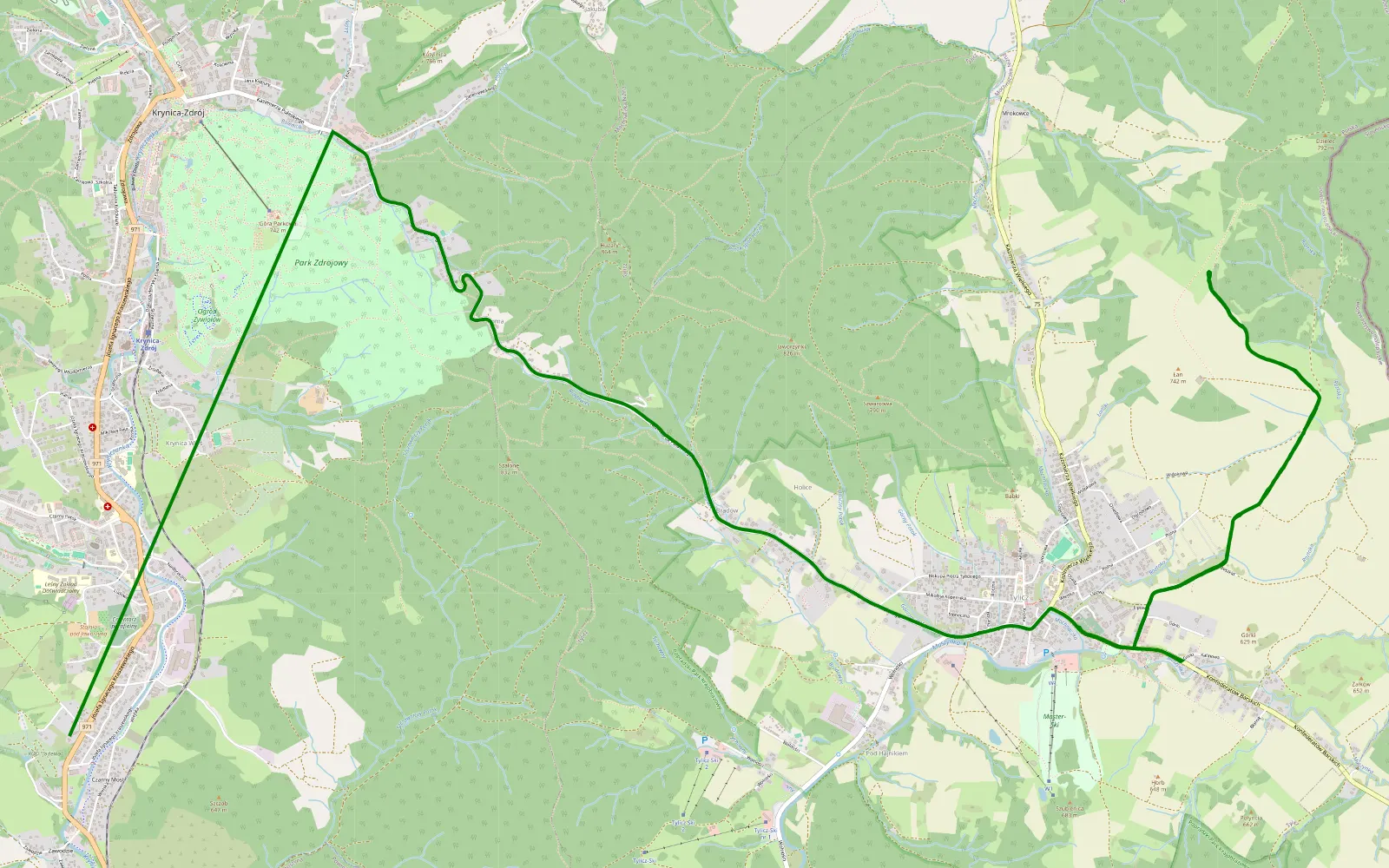 Map of Powrożnik - Tylicz - 4.1 km offroad trail, Nowy Sącz County